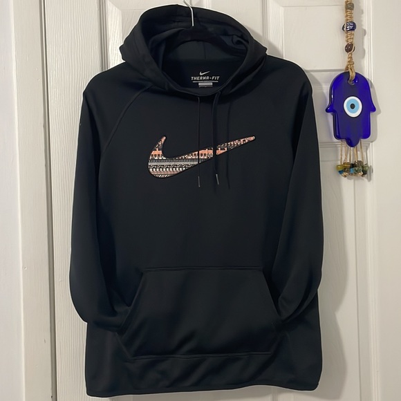Nike Thermal Fit Pullover Hoodie with Peach Gray Black Check Excellent Condition - Picture 8 of 9